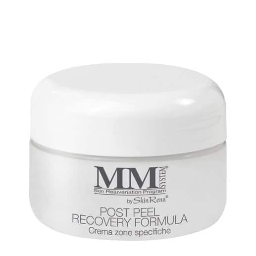 Vasetto bianco di MM System Post Peel Recovery Formula, crema per zone specifiche da usare dopo il peeling