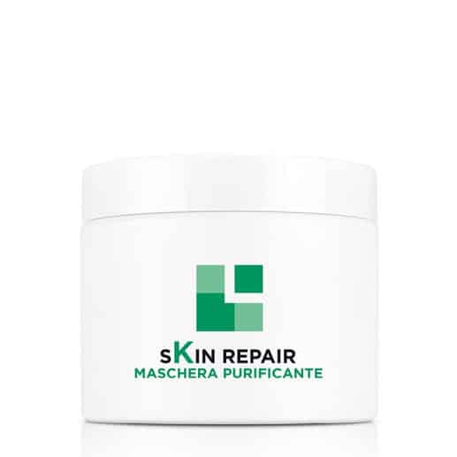 Vasetto bianco di Skin Repair Maschera Purificante con logo verde, prodotto del protocollo acne dello shop Alta Clinic