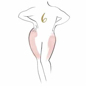 Silhouette femminile con cosce evidenziate per il pacchetto cellulite 6 con mesoterapia, carbossiterapia e massaggio