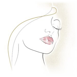Profilo di donna con le labbra evidenziate in rosa, illustrazione del rimodellamento labbra con filler ad Alta Clinic Bergamo