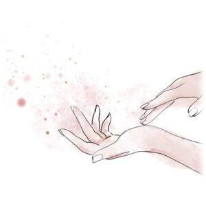 Due mani femminili disegnate con sfumature rosa, illustrazione del trattamento di ringiovanimento mani ad Alta Clinic Bergamo