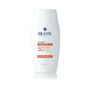Confezione di Rilastil Allergy fluido protettivo SPF 50+ fotografata su sfondo bianco