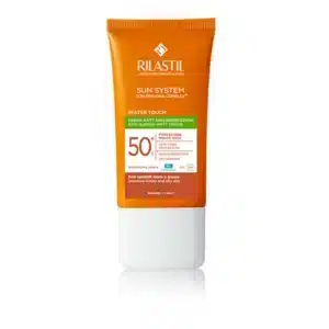 Emulsione solare Rilastil Sun System Water Touch Matt Formula SPF 50+ nel tubo arancione da 40 ml
