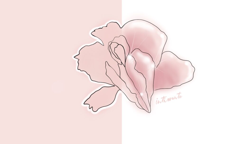 Orchidea rosa ad acquerello, grafica dedicata al filler per le grandi labbra genitali femminili a Bergamo
