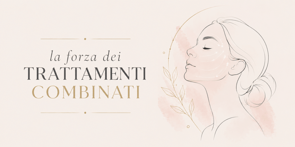 Grafica con la scritta La forza dei trattamenti combinati e un volto femminile stilizzato, articolo di Alta Clinic Bergamo